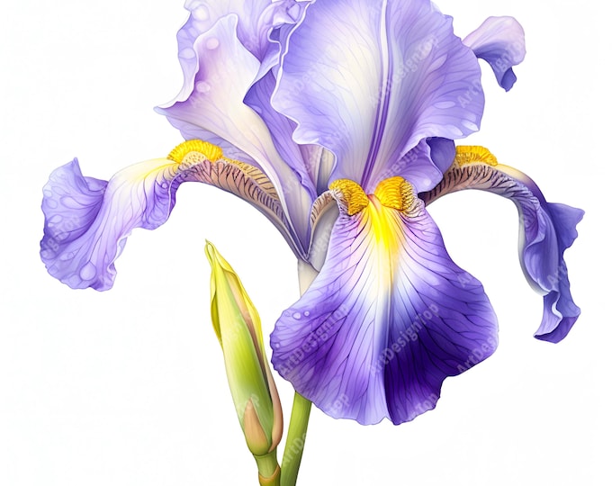 Iris Flower Clipart, Spring Iris Images, 10 Watercolor Clip Art, Printable JPGs, Instant Download, Commercial Use, Paper craft