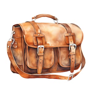 Clipart de sac en cuir, images de sac à main, 10 images clipart aquarelle, fichiers JPG imprimables, téléchargement immédiat, usage commercial, créations en papier