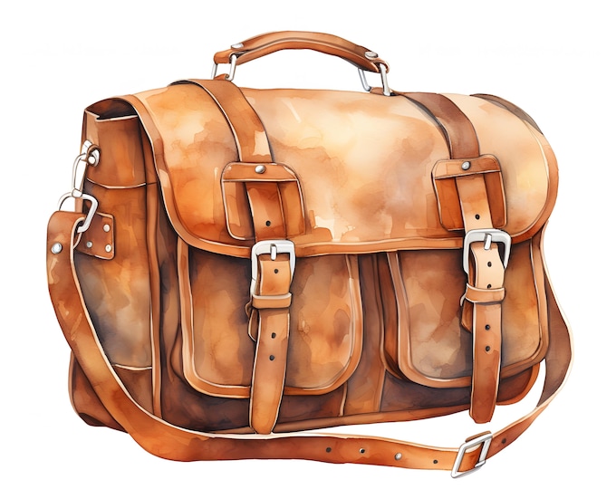 Leather Bag Clipart, Handbag Images, 10 Watercolor Clip Art, Printable JPGs, Instant Download, Commercial Use, Paper craft