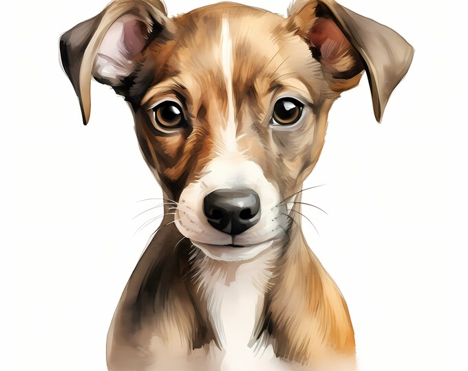 Whippet Dog Clipart, Puppy Dog Images, 10 Watercolor Clip Art, Printable JPGs, Instant Download, Commercial Use, Paper craft