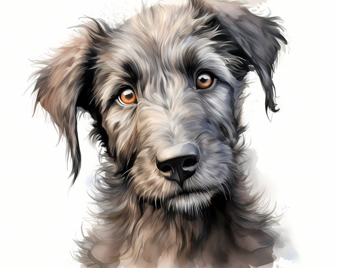 Irish Wolfhound Dog Clipart, Puppy Dog Images, 10 Watercolor Clip Art, Printable JPGs, Instant Download, Commercial Use, Wolfhound Dog