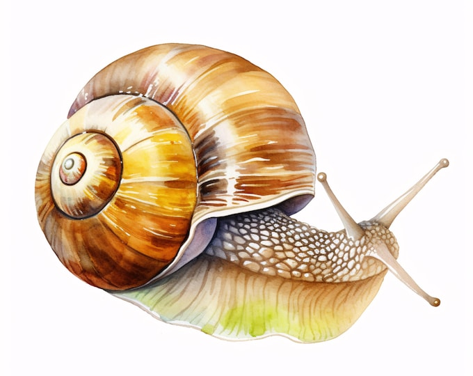 Snail Clipart, Garden Snail Images, 10 Watercolor Clip Art, Printable JPGs, Instant Download, Commercial Use, Paper craft