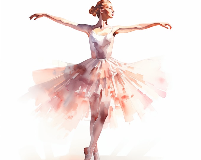 Ballet Dancer Clipart, Ballerina Images, 10 Watercolor Clip Art, Printable JPGs, Instant Download, Commercial Use, Paper craft