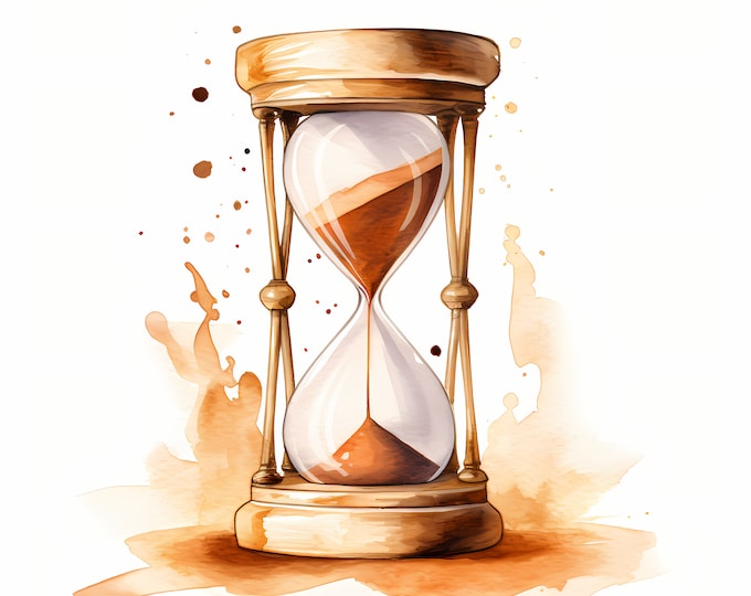 Sand Hourglass Clipart, Antique Sandglass Images, 10 Watercolor Clip Art, Printable JPGs, Instant Download, Commercial Use, Paper craft