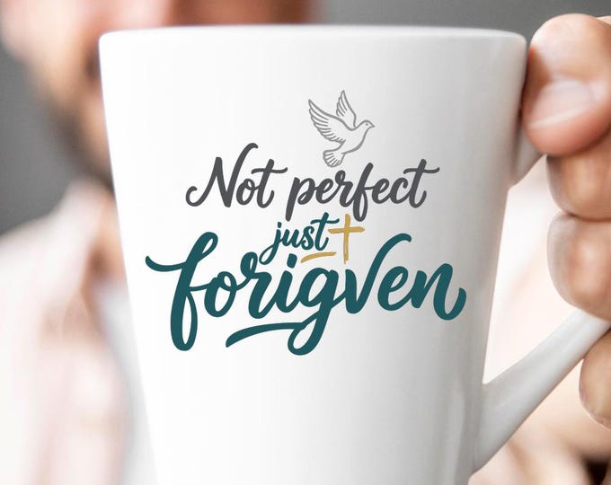 Not Perfect Just Forgiven SVG, Christian Faith Quote T-Shirt Print, Dove Cross DXF PNG Religious Design for Cricut Silhouette