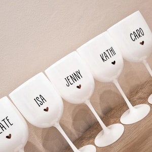 Weinbecher Weiß mit Name personalisiert aus Hartplastik JGA Ideen Junggesellenabschied Wein Kunststoff Braut Trauzeugin Weinglas Bild 6