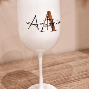 Weinbecher Weiß mit Name personalisiert aus Hartplastik JGA Ideen Junggesellenabschied Wein Kunststoff Braut Trauzeugin Weinglas Bild 8