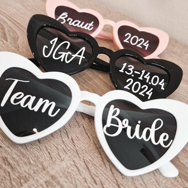 Aufkleber für Herzbrille und Beschriftung der Sonnenbrille | Kleber | JGA | Braut | Junggesellinnen | Abschied | Hochzeit | Tiktok |