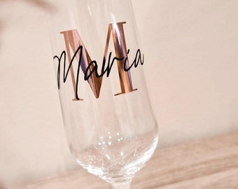 Sektglas mit Namen und Monogramm - personalisiertes Geschenk | Hochzeitsgeschenk | Geburtstag | JGA | Weihnachten