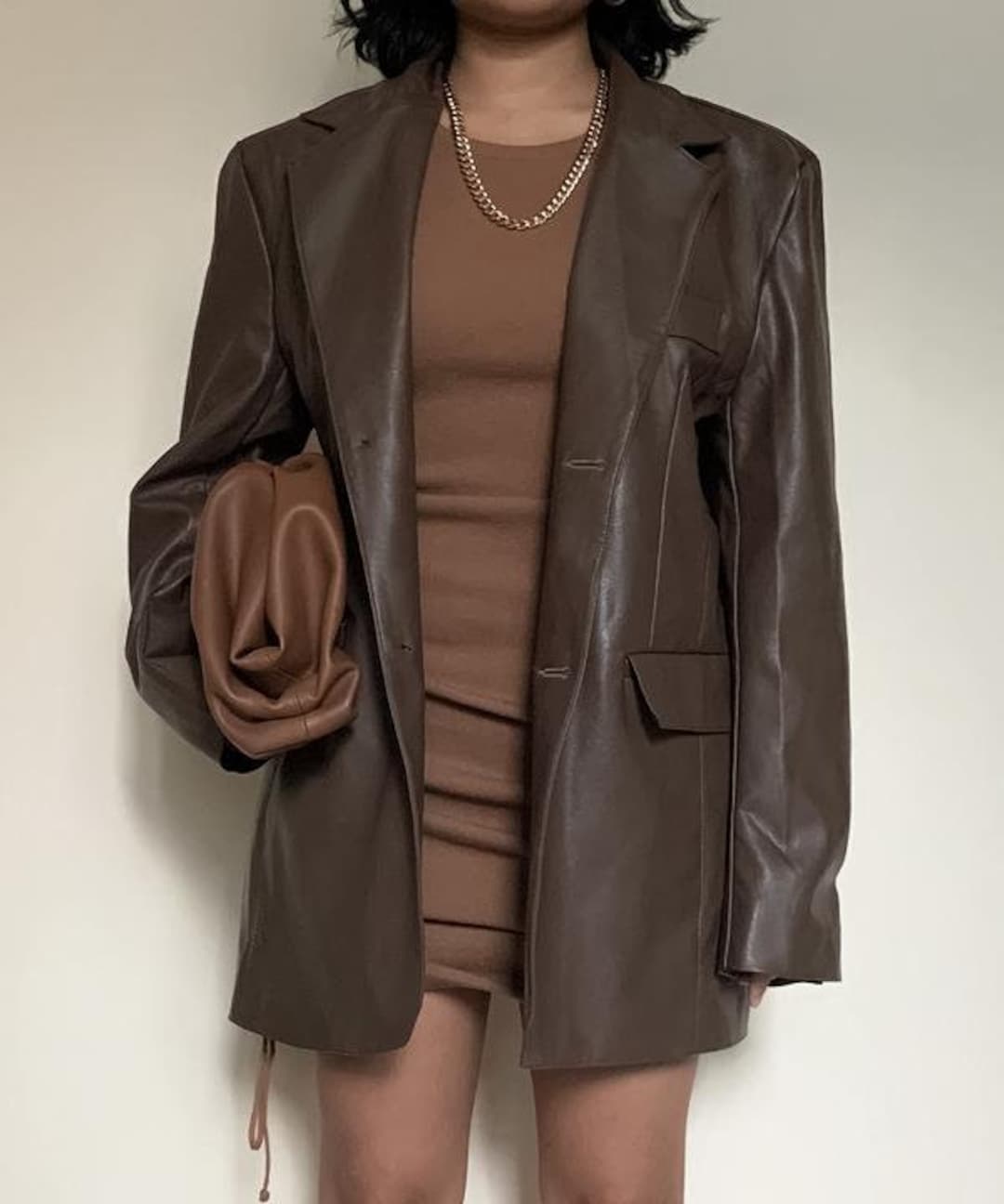 Womens Oversized Chocolate Brown Leather Blazer Ladies - Etsy