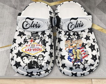 All-Over Print Kid's Classic Clogs Elvis Presley Las Vegas stars and stripes - ycl