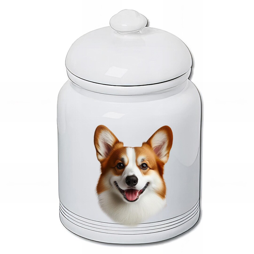 Corgi Cardigan Red/white - Best of Breed Dog and Cat Ceramic Treat Jar ...