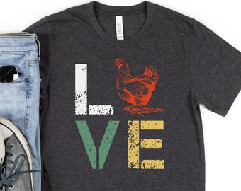 Shirt for Chicken Lovers - Chicken Love Shirt - I Love my Chickens Shirt - Mother and Father of Chickens Shirt - Multi-Color Chicken Shirt