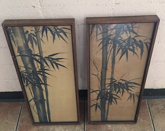 Vintage Öl auf Reispapier Bambusmalerei