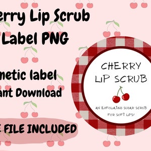 Kosmetiketikett PNGDownload| Kirsch lippenpeeling | Small Business Sticker | Kreis Label | Minimales Jar Label | Sofort Download | Cricut Maschine