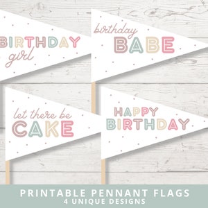 Birthday Girl Pennant Flags | Party Decor | Photo Booth Prop | Social Media Announcement | Digital Download | Printable