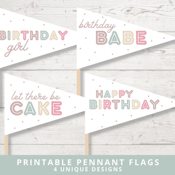 Birthday Girl Pennant Flags | Party Decor | Photo Booth Prop | Social Media Announcement | Digital Download | Printable
