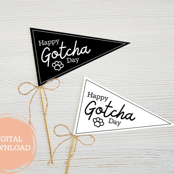 Pet Adoption Announcement | "Happy Gotcha Day" Sign | Printable Pennant Flag