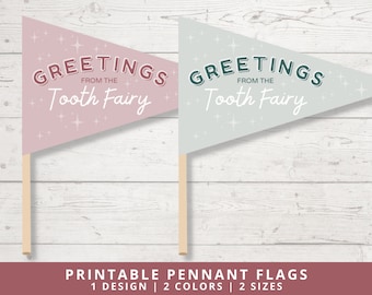 Greetings from the Tooth Fairy Sign | Printable Pennant Flag | Photo Prop | Digital Download