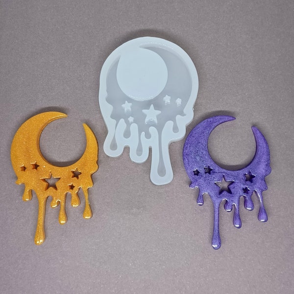 Moon Dripping Star Silicone Mold. Food Safe . Resin Casting . Chocolate Pouring . Cake Decorating Mould Melty Jewelry and Craft UK