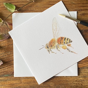 Handgeschilderde wenskaart aquarel honingbij