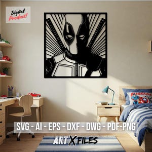 Deadpool 8 Digital Art Files - Svg, Dxf, Dwg, Eps, AI, Pdf for Posters, Plasma Cutting & Gifts