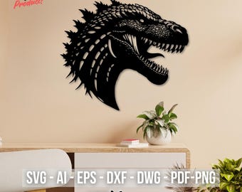 Godzilla Digital Art Files - Svg, Dxf, Dwg, Eps, AI, Pdf for Posters, Plasma Cutting & Gifts