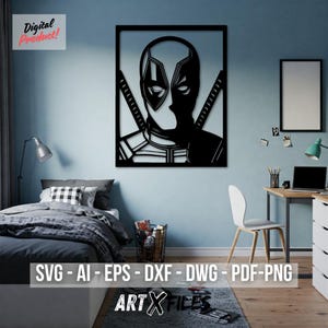 Deadpool 9 Digital Art Files - Svg, Dxf, Dwg, Eps, AI, Pdf for Posters, Plasma Cutting & Gifts