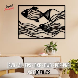 Aquarium Fish Wall Art - Laser Cut Files, Svg, Dxf, Png (Digital Download)