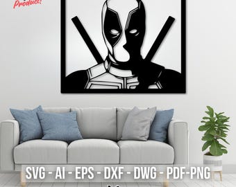 Deadpool Digital Art Files - Svg, Dxf, Dwg, Eps, AI, Pdf for Posters, Plasma Cutting & Gifts