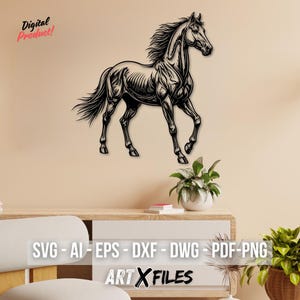 Pferd Wand Kunst, Laser Cut Dateien (Digitaler Download)