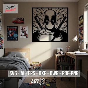 Deadpool 7 Digital Art Files - Svg, Dxf, Dwg, Eps, AI, Pdf for Posters, Plasma Cutting & Gifts