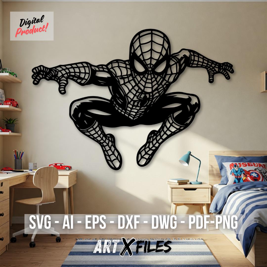 SipiderMan Digital Art Files, SpiderMan PNG, - Svg, Dxf, Dwg, Eps, AI, Pdf for Posters, Plasma Cutting & Gifts