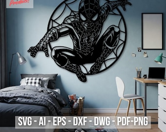 SpiderMan PNG, SipiderMan Digital Art Files - Svg, Dxf, Dwg, Eps, AI, Pdf for Posters, Plasma Cutting & Gifts