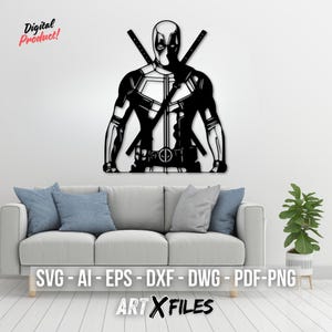 Deadpool 4 Digital Art Files - Svg, Dxf, Dwg, Eps, AI, Pdf for Posters, Plasma Cutting & Gifts