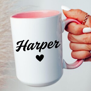 Personalized Mug Custom Name Mug Name Custom Coffee Mug Personalized Coffee Mug Personalized Name Gift for her Christmas gift pink handle