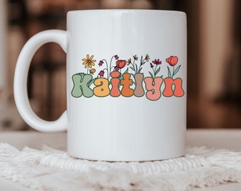 Wildflower Custom retro name Mug Boho mom Coffee Mug Mama Mug Gift for New Mom Custom Gift for mom Mothers Day Mug Floral mug Gift for her