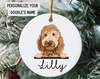 Dog Christmas ornament, doodle name, golden doodle, Christmas gift, pet ornament, custom pet ornament, personalized dog ornament, doodle mom