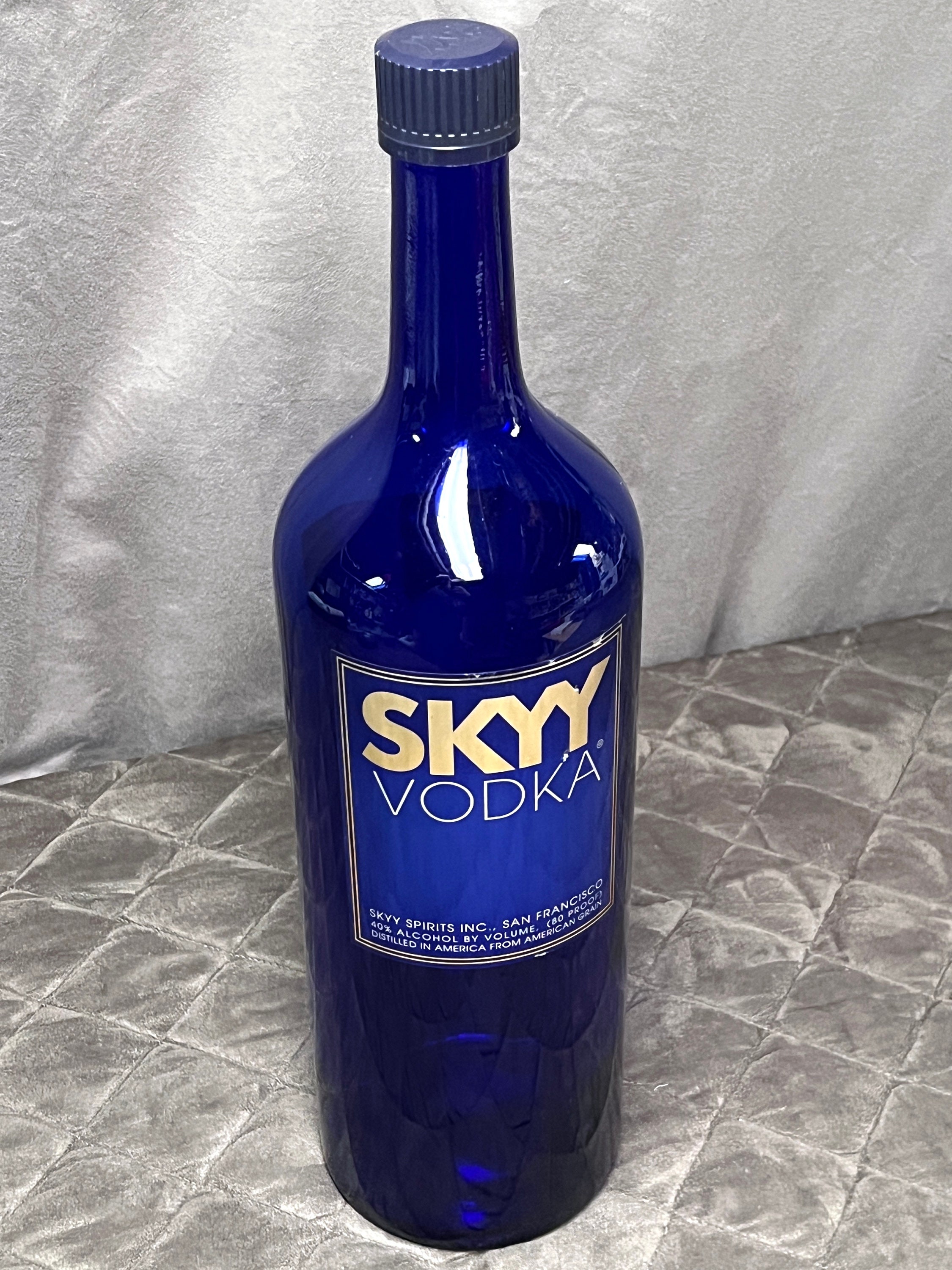 Liquor With Huge Vodka Blue Large 21 Etsy Display Bottle Cap Skyy Glass - Empty Extra