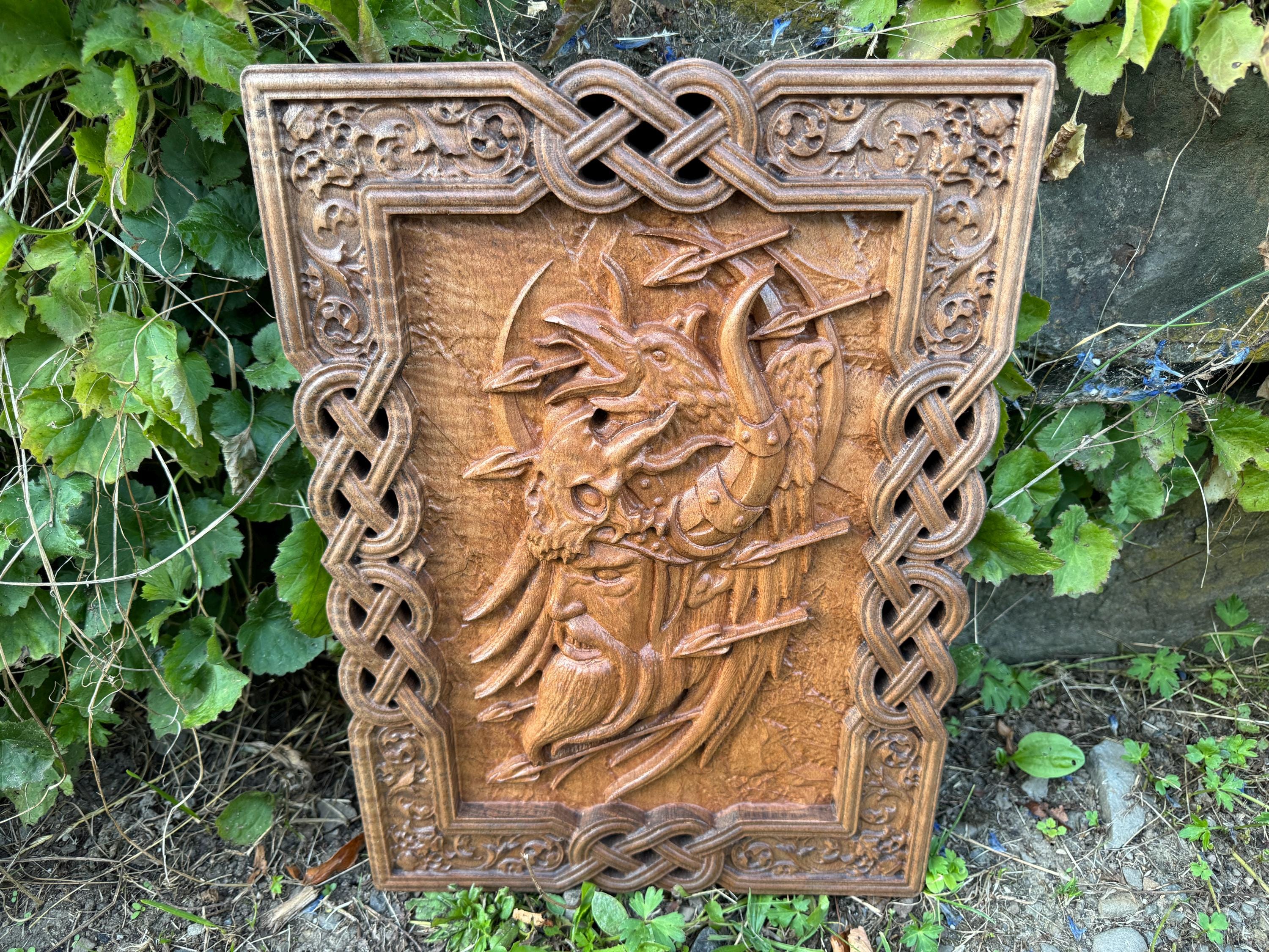 Wikinger Holzbild - nordische Mythologie - Wikinger - Pagan - Berserker