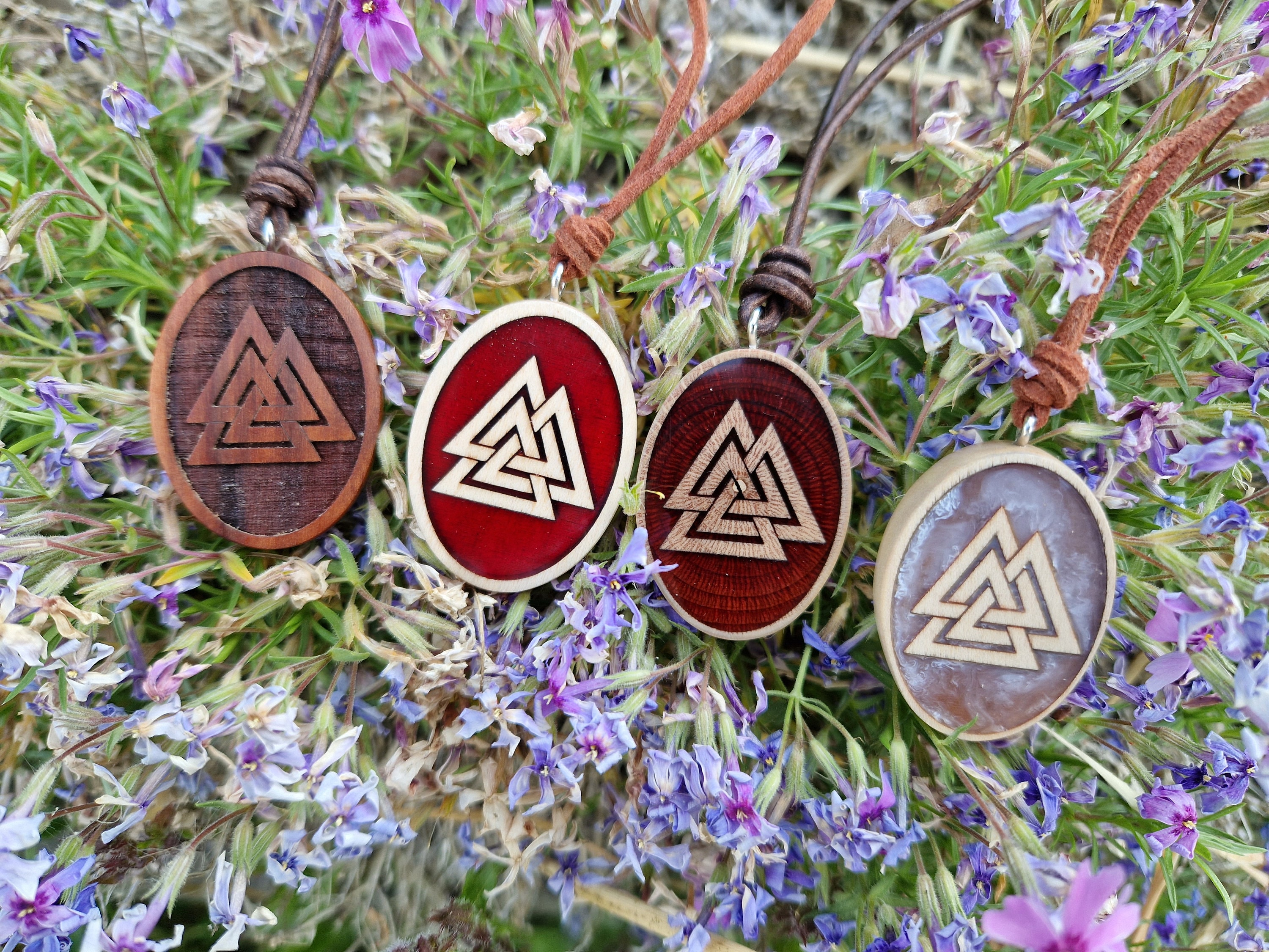 Valknut Symbol Amulett, Holzanhänger, Pagan, Wikinger, Kelten, nordische Mythologie