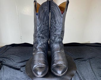 Vintage Black Label Tony Lama Cowboy Boots Men display picture 1