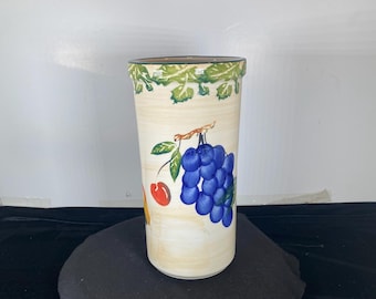 Dansk Vintage Hand Painted Fired Ceramic Wine Chiller: Mediterranean Design, Gorgeous