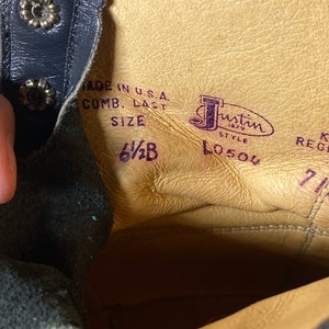 6.5B Rare, Women's Vintage Navy Blue Justin, Lace-up, Kiltie Boots, Steampunk, Silver Accent Kiltie Removable Tabs, Vintage Ankle Boot image 10