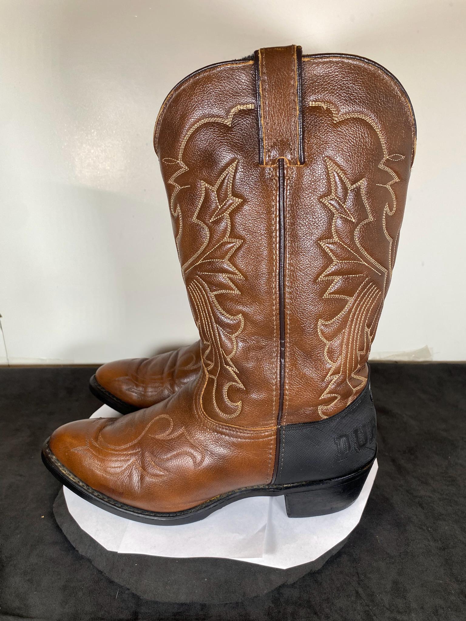 Durango Western Cowboy Boots: Brown Leather Work Boots 