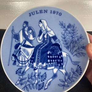 Vintage 1970 Norwegian Julen Plate, On the Road to Bethlehem, Limited Edition Series,  Design by Porsgrunds, In Original Box,