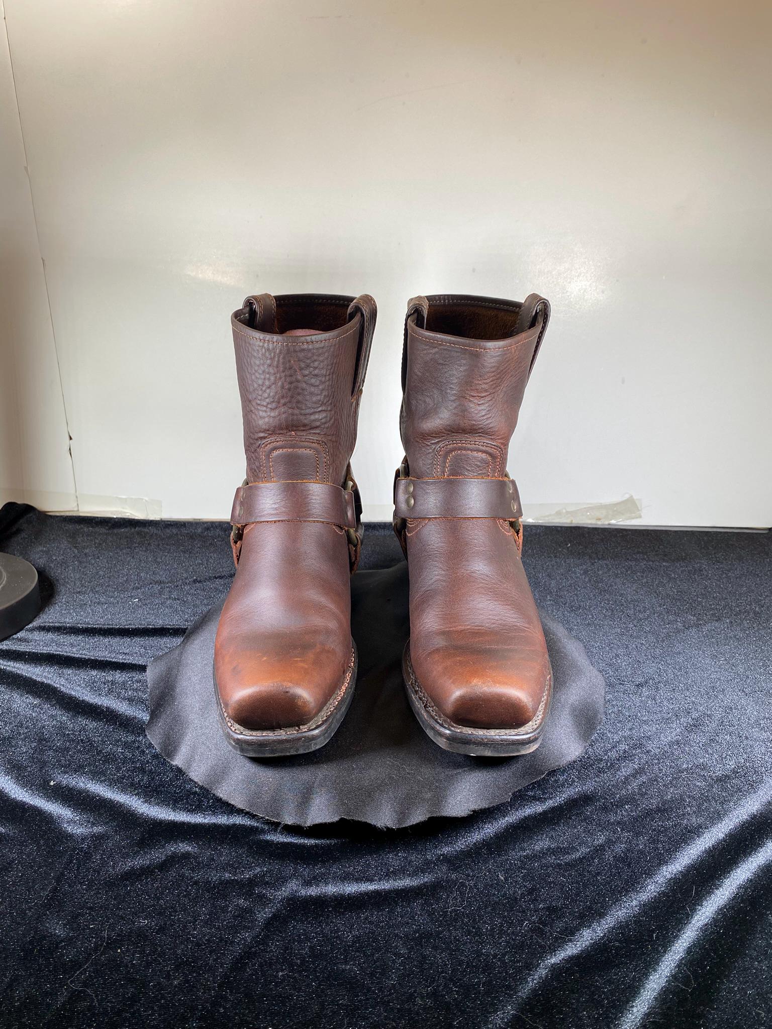 Frye Harness Square Toe Moto Men\'s Reddish Brown Leather  Size 10.5 Brown Mens 7.5 Motorcycle Boots Harness Ring Square Toe - Etsy main image 3