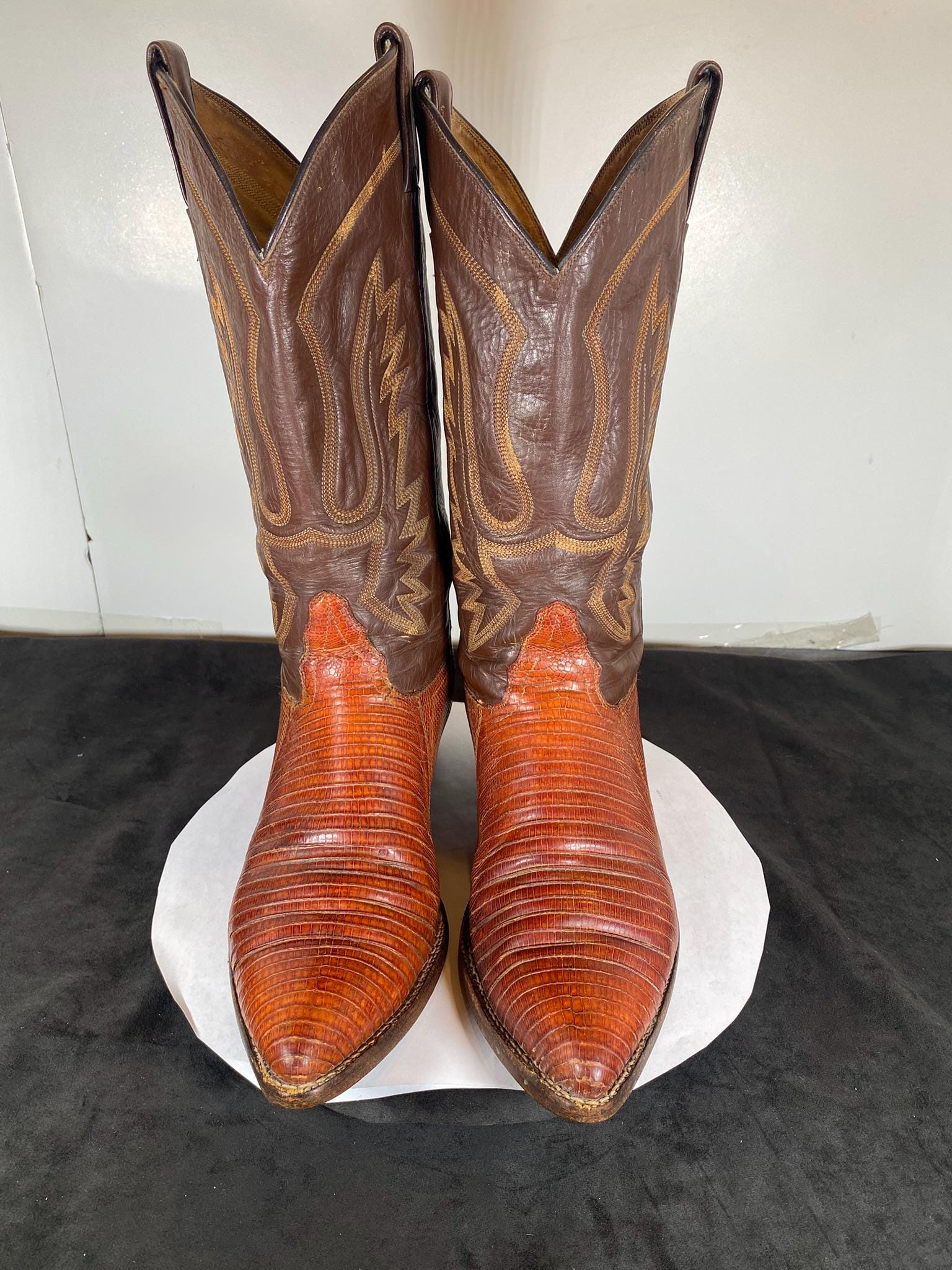 VINTAGE Tony Lama Men\'s Nacogdoches Exotic Teju‎ Lizard Boots Made USA 9 1/2 EE Tony Lama Vintage Teju Lizard 8540 Leather Western Boots  main image 2
