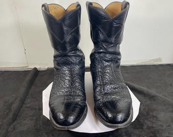 VTG Justin Boots 522 Bullhide Kiltie Lacer Men 9.5 D Pebbled  display picture 2