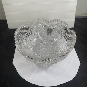 Large American Brilliant Period Cut Crystal/Glass Bowl, Made in the 1920&#39;s, Made in USA